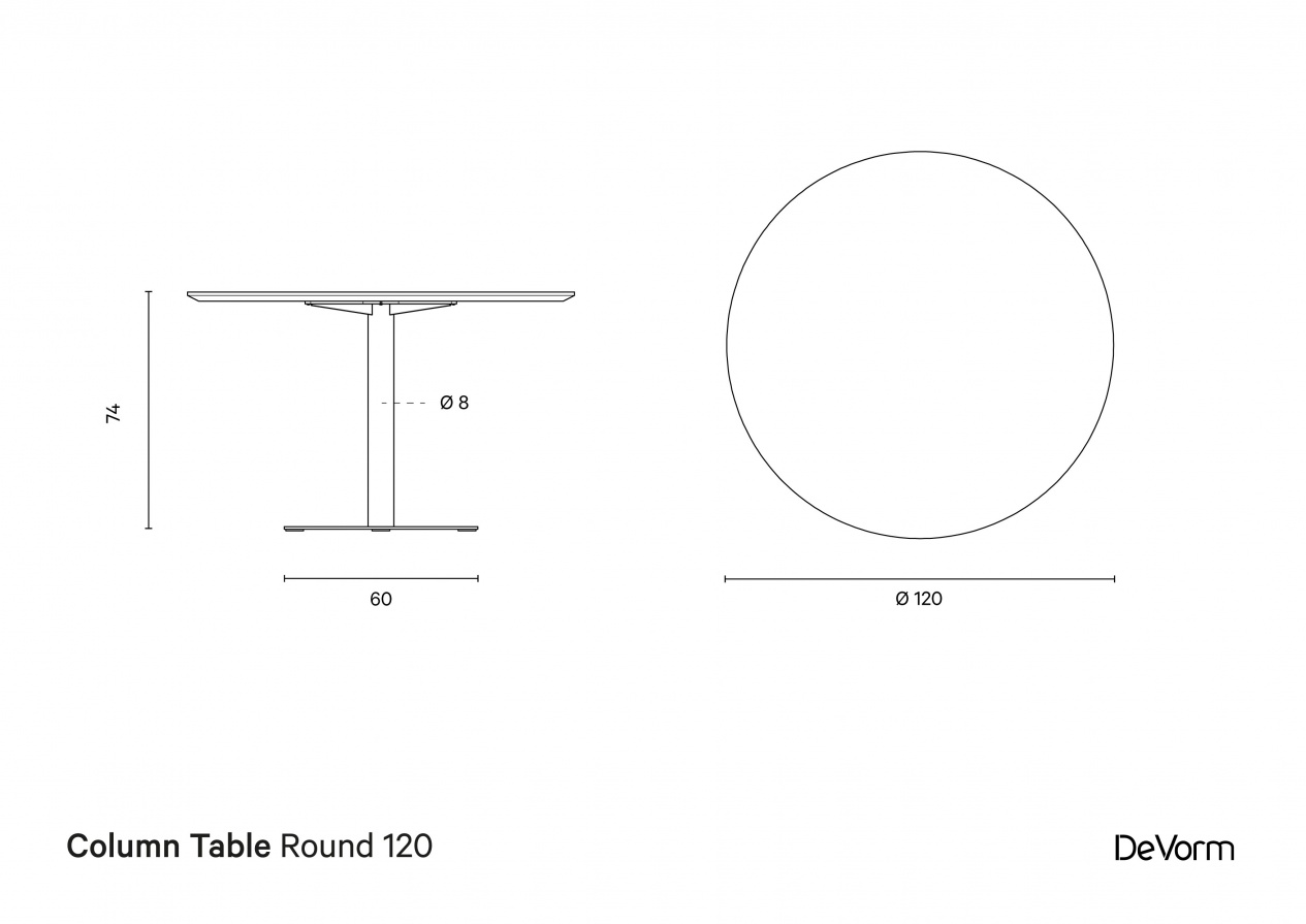 Column Table Round 120 | Technical drawing preview