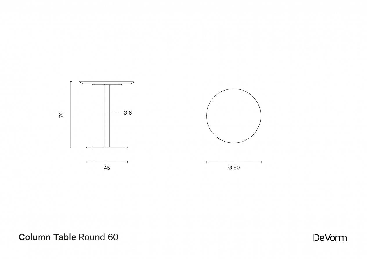 Column Table Round 60 | Technical drawing preview