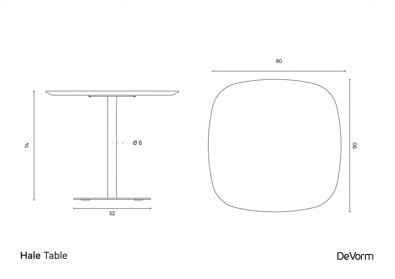 Hale Table | Technical drawing preview