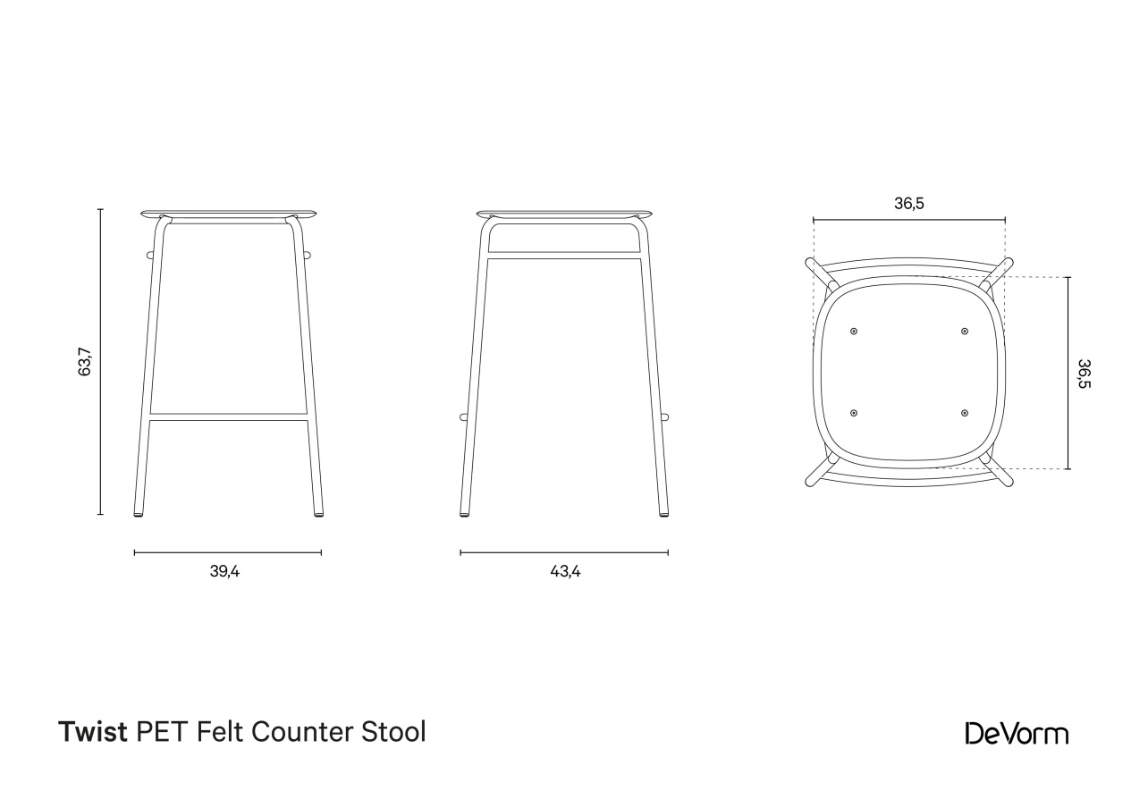 Twist Counter Stool | Technical drawing preview