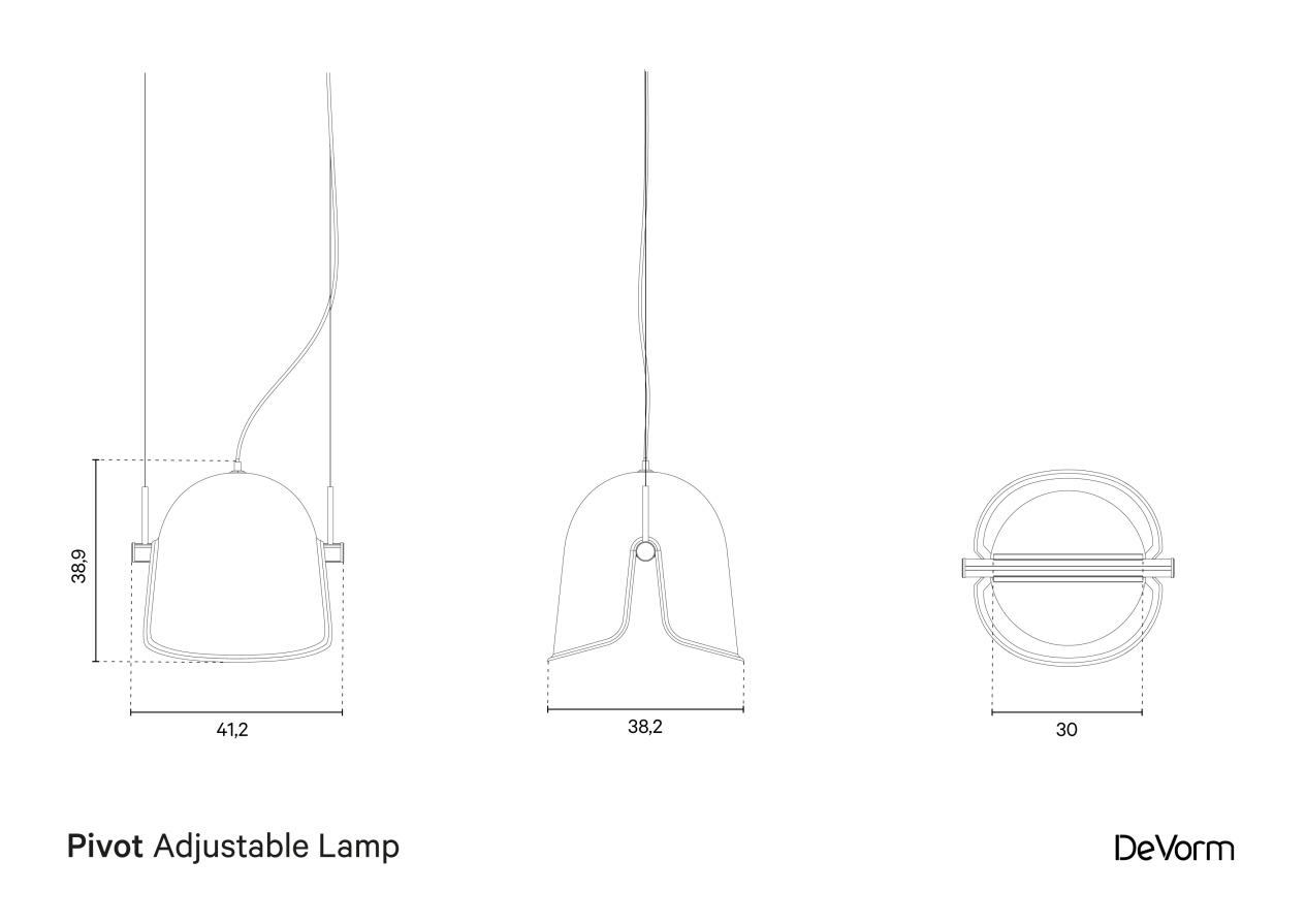 Pivot PET Felt adjustable lamp | Technical drawing preview