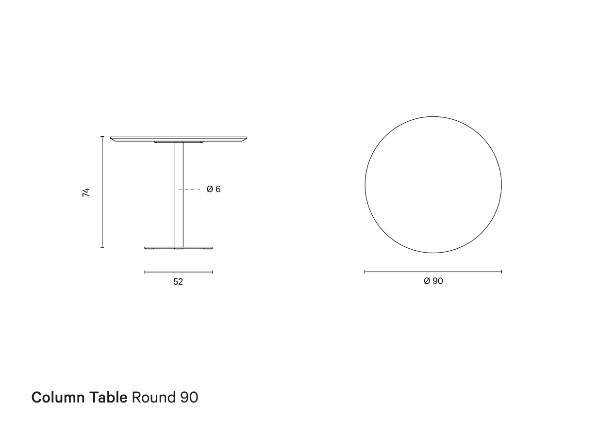 Column Table Round 90 | Technical drawing preview