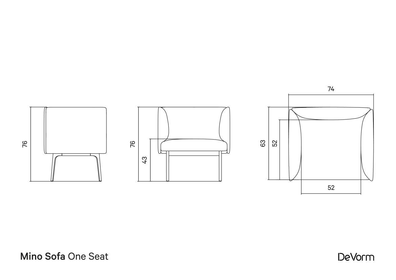 Mino Sofa One Seat | Technical drawing preview