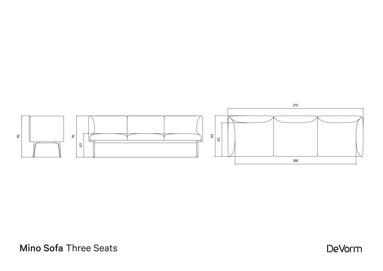 Mino Sofa Three Seats | Technical drawing preview