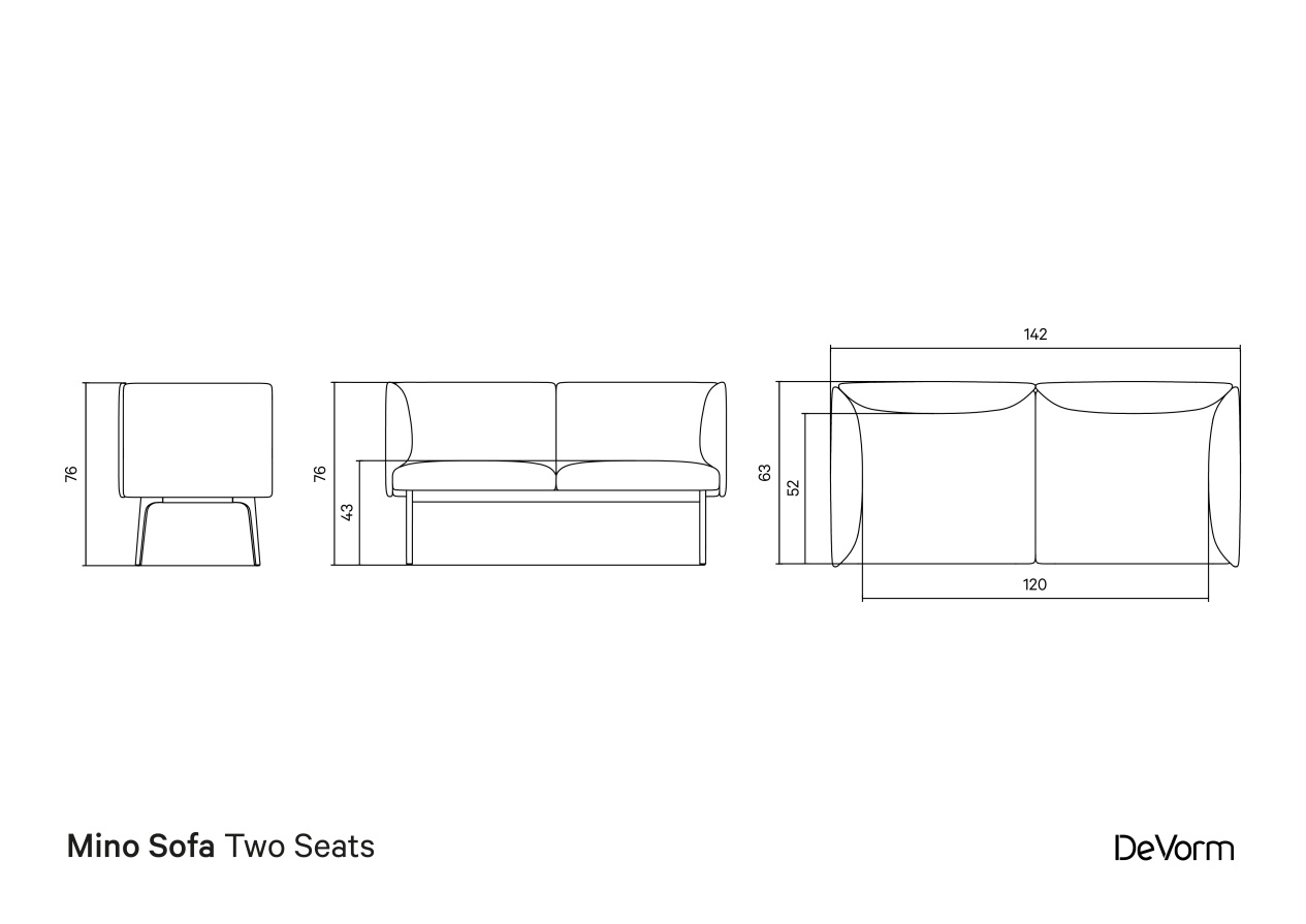 Mino Sofa Two Seats | Technical drawing preview