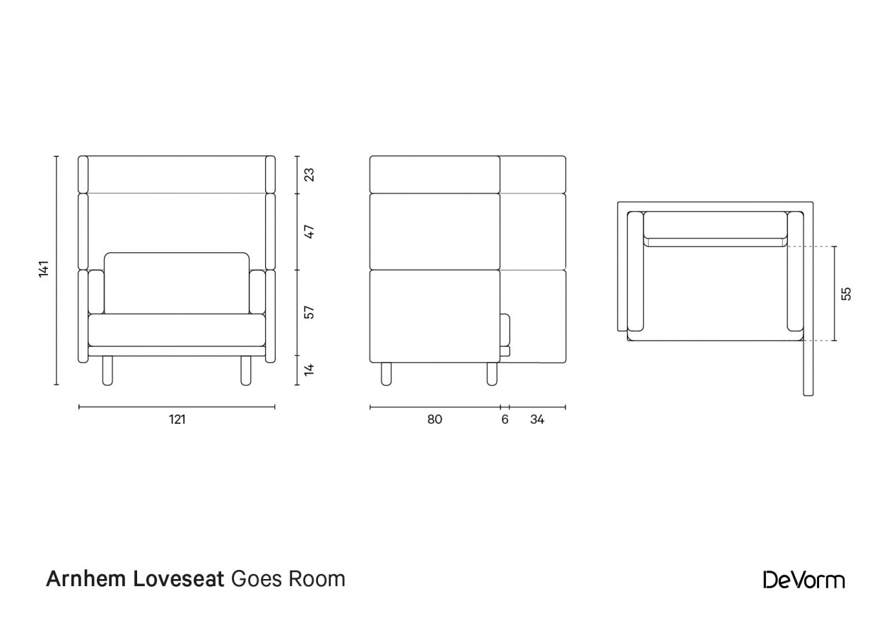 Arnhem Loveseat Goes Room | Technical drawing preview