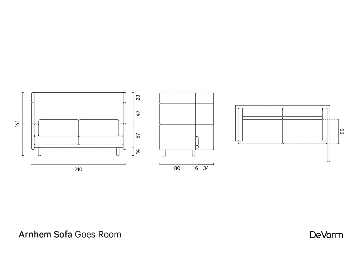 Arnhem Sofa Goes Room | Technical drawing preview