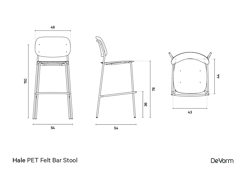 Hale bar stool | Technical drawing preview