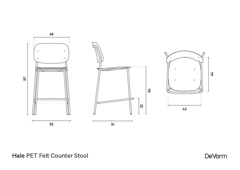 Hale counter stool | Technical drawing preview