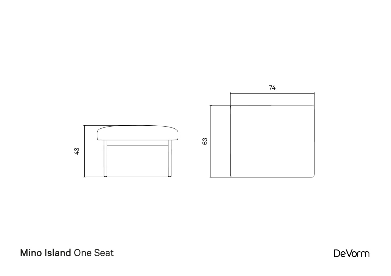 Mino Island One Seat | Technical drawing preview