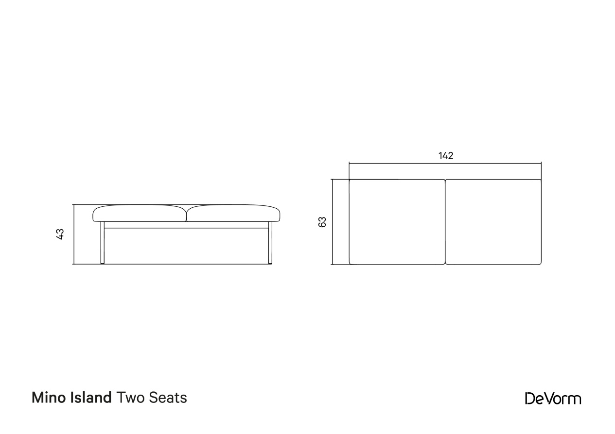 Mino Island Two Seats | Technical drawing preview