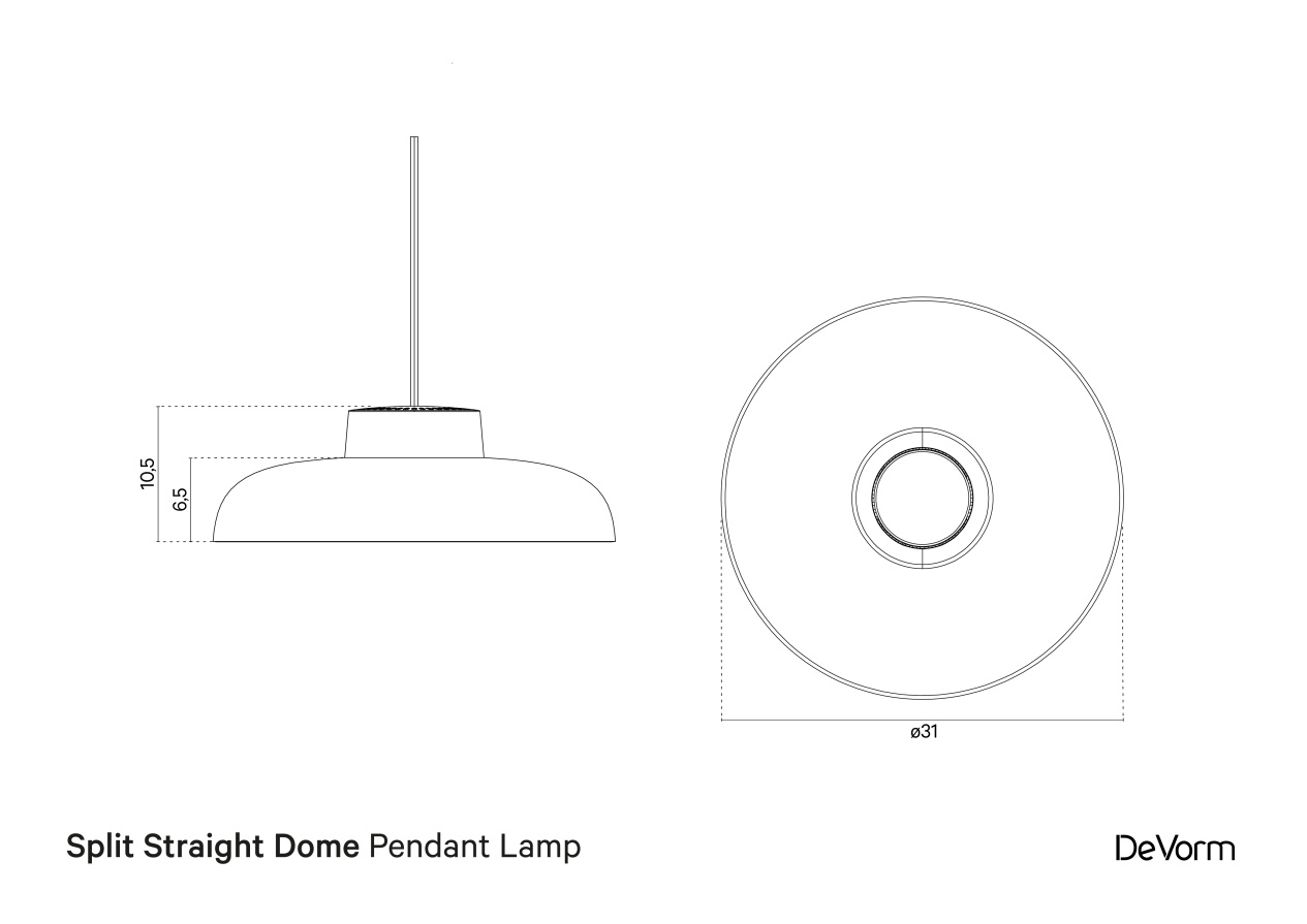 Split Straight Dome Pendant Lamp | Technical Drawing preview