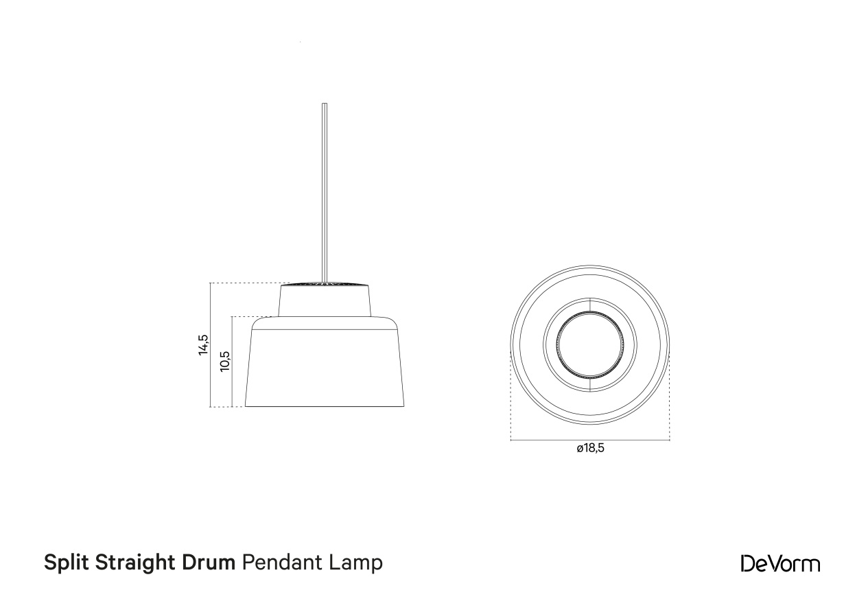 Split Straight Drum Pendant Lamp | Technical Drawing preview