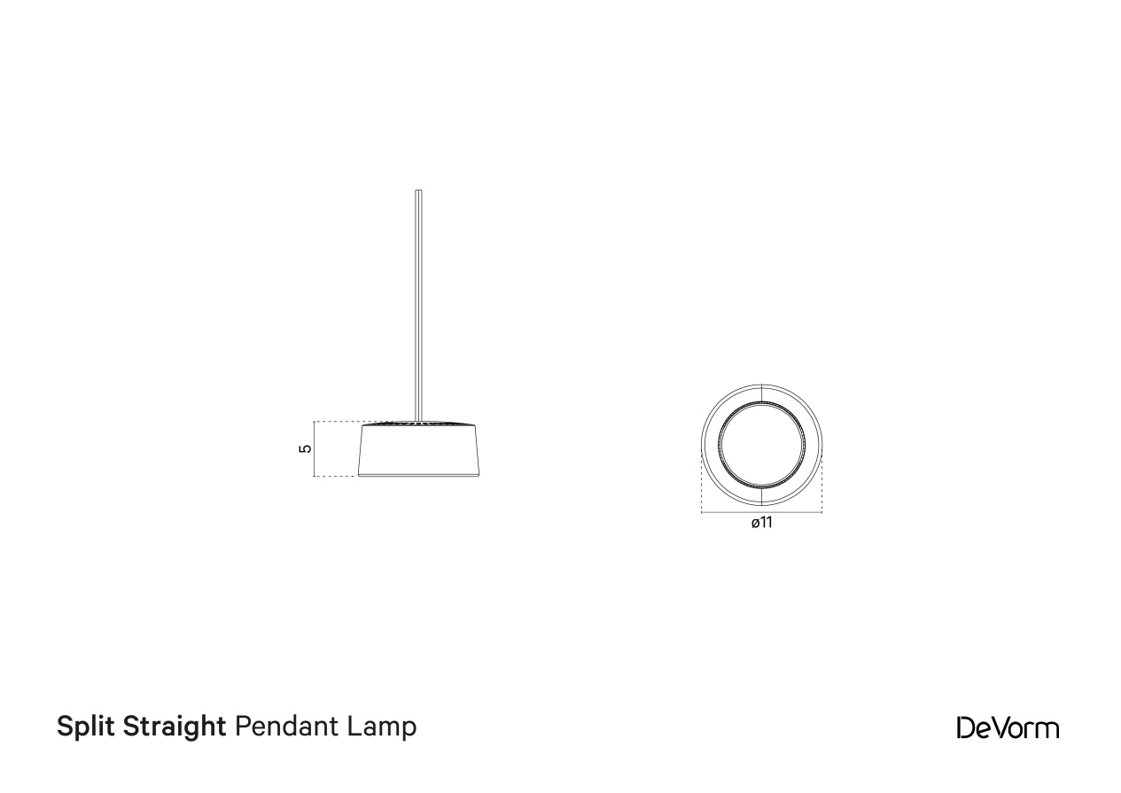 Split Straight Pendant Lamp | Technical Drawing preview
