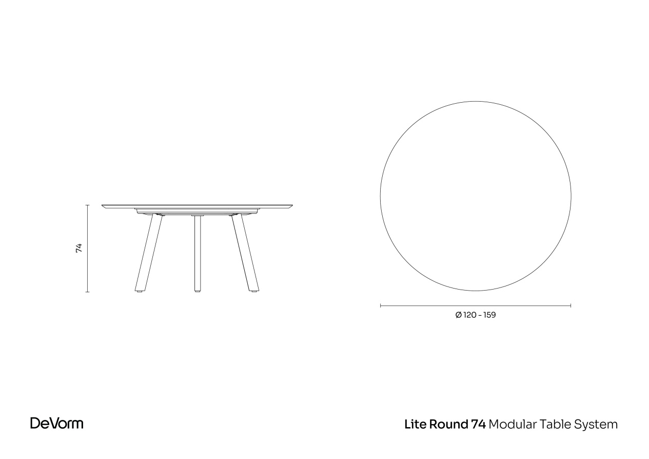 Lite Round 74 | Technical drawing preview